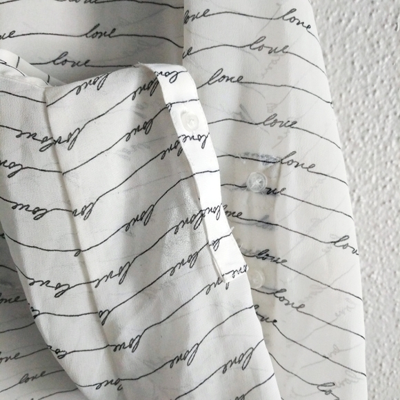 Express The Portofino Shirt "Love" Script Sheer Button Up Shirt, Size Medium - Picture 5 of 6
